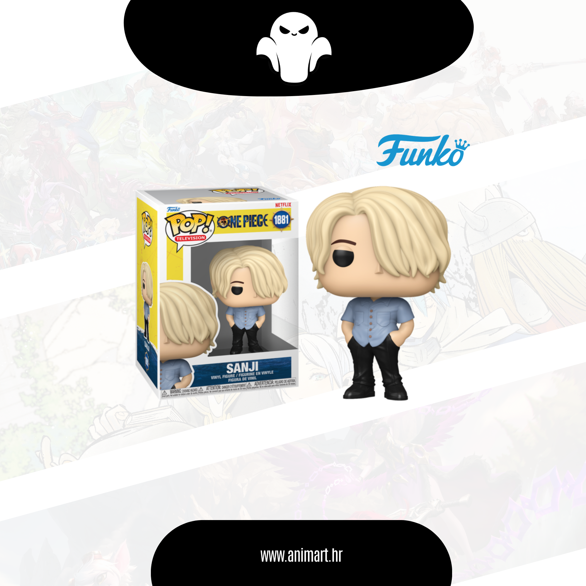 NewDrop (500 x 500 mm)(94) Funko POP! One Piece Sanji - Image 1